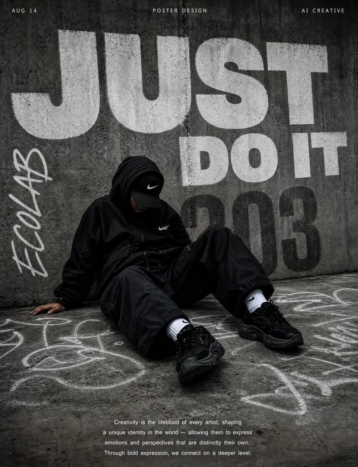 Pôster estilo Nike Just Do It criado com IA