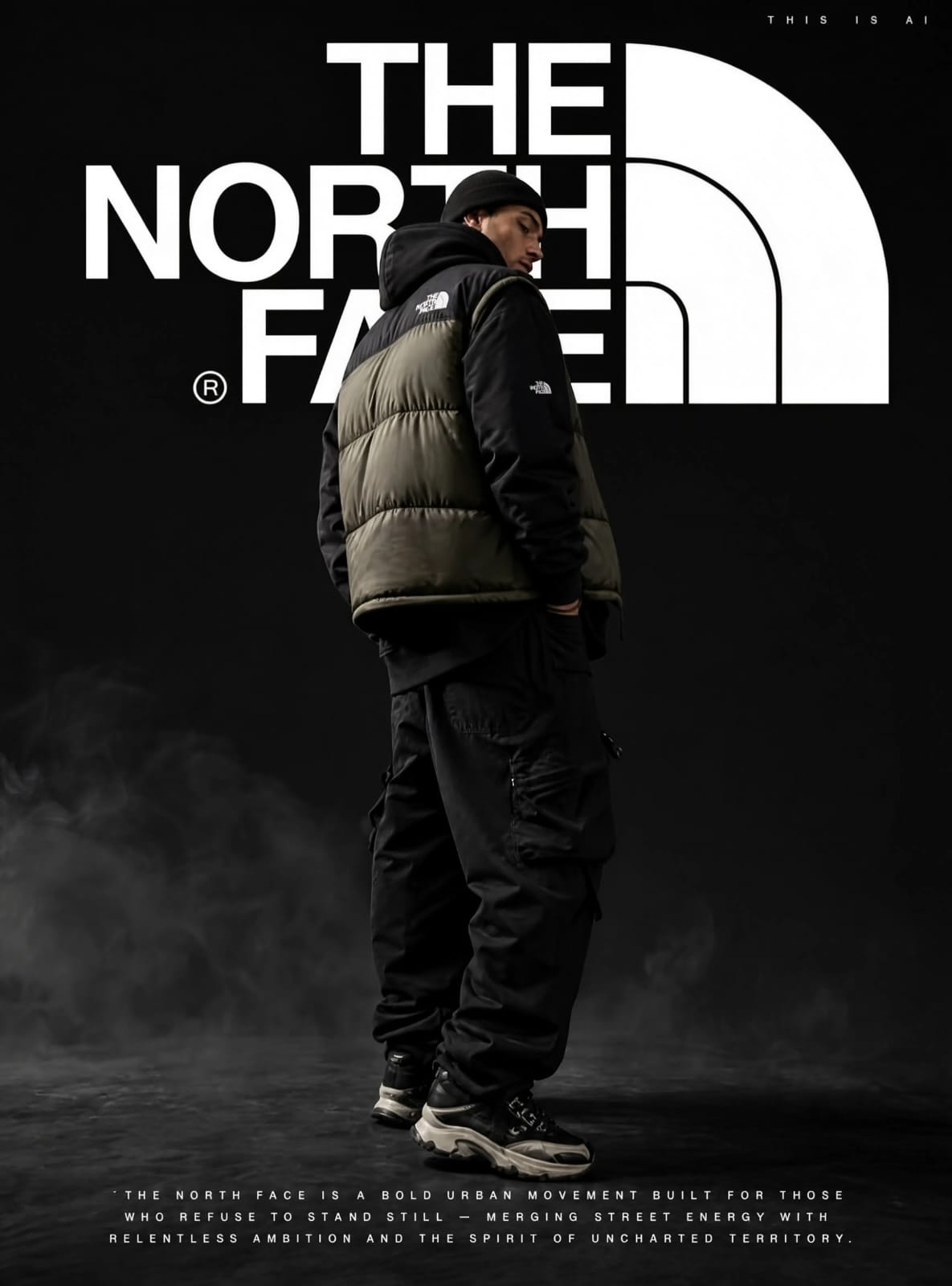 Pôster editorial estilo The North Face criado com IA